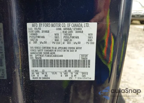 2002 Ford F-150 Xl/Xlt from USA, damaged, VIN 2FTRX17282CA83348